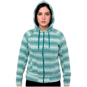 Under Armour Women's Striped Full Zip Hoodie Teal White‎ Size M